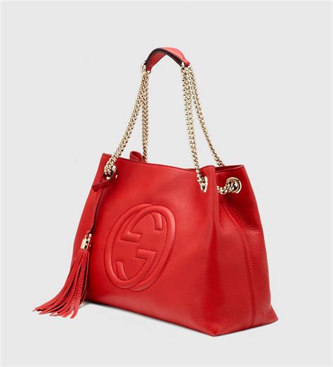 gucci rode handtas|gucci leather shoulder bag.